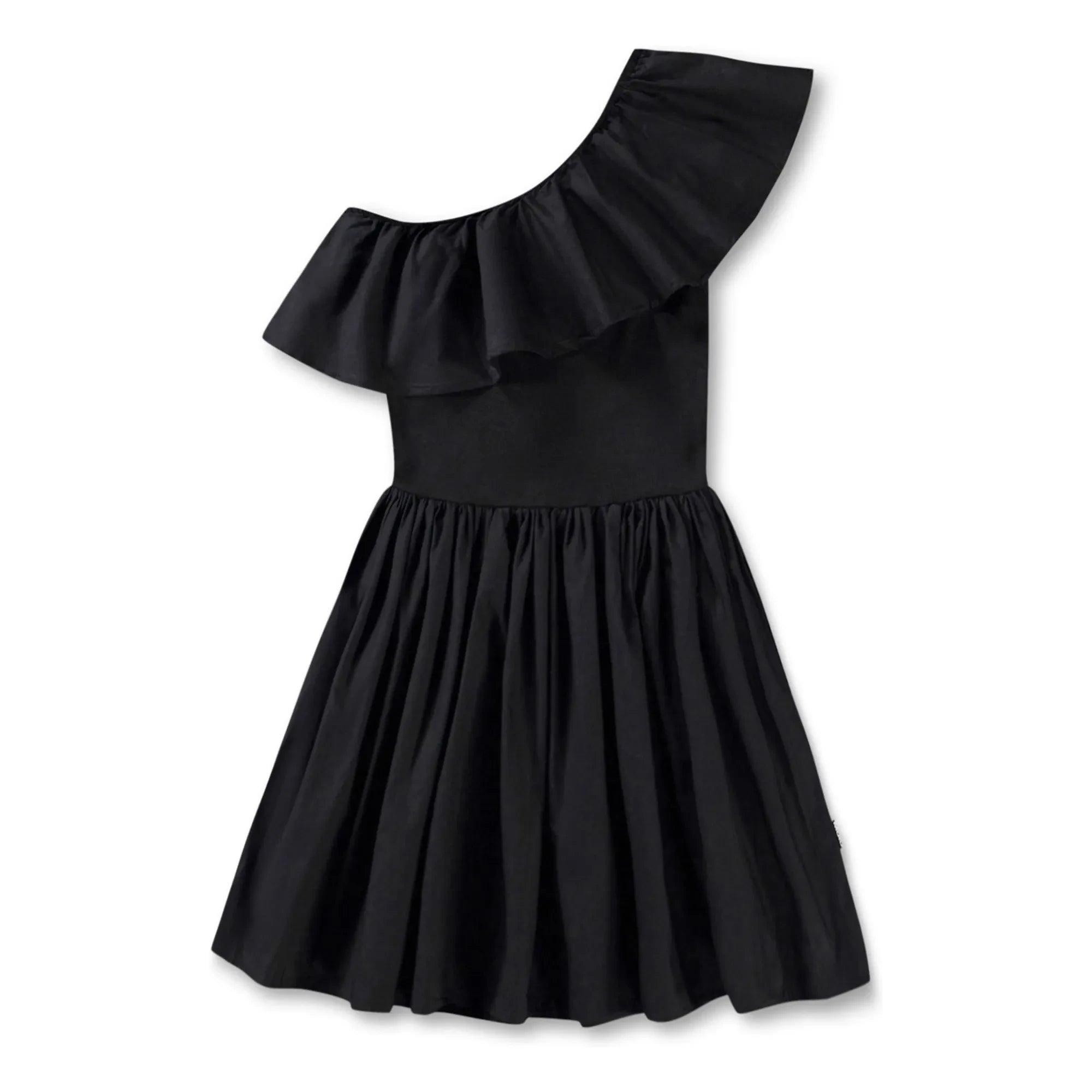 Molo - Chloey Organic Cotton Asymmetrical Ruffled Dress | Black