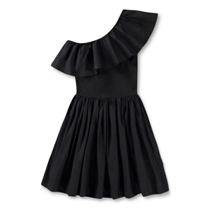 Molo - Chloey Organic Cotton Asymmetrical Ruffled Dress | Black