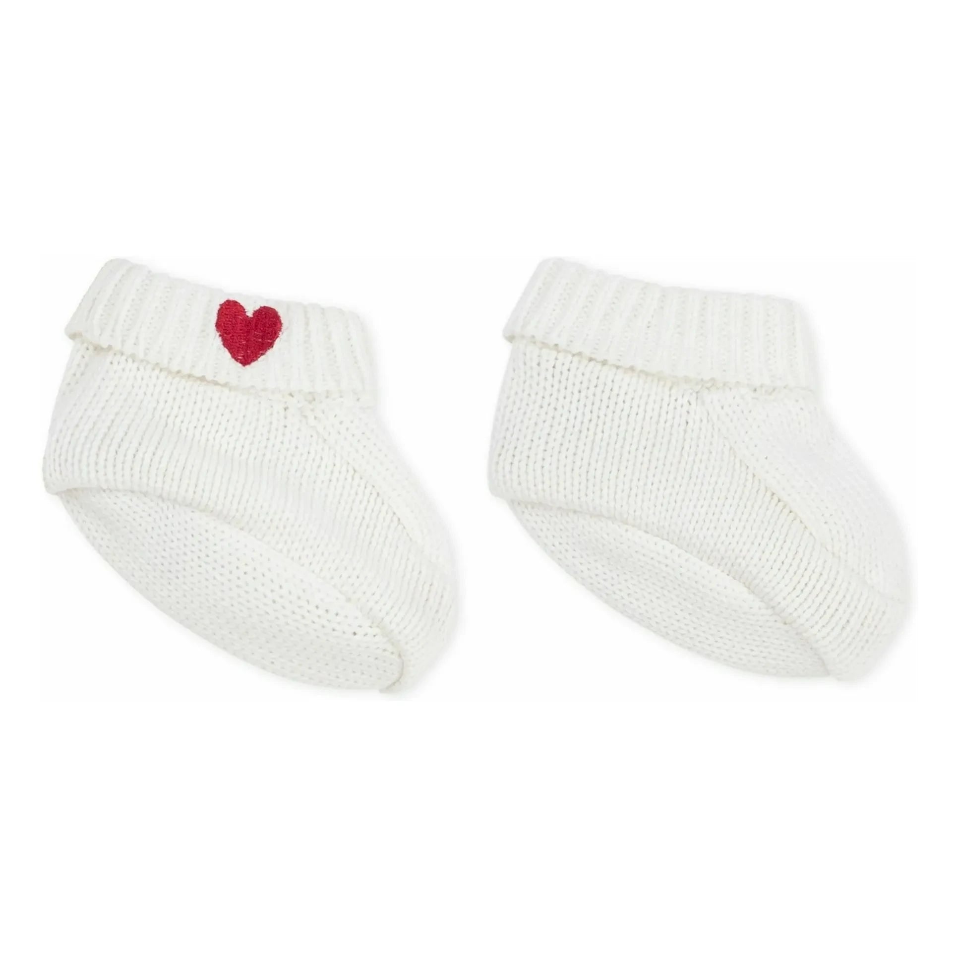Petit Bateau - Organic Cotton Heart Knit Slippers | White