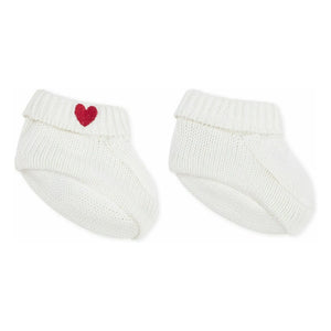 Petit Bateau - Organic Cotton Heart Knit Slippers | White