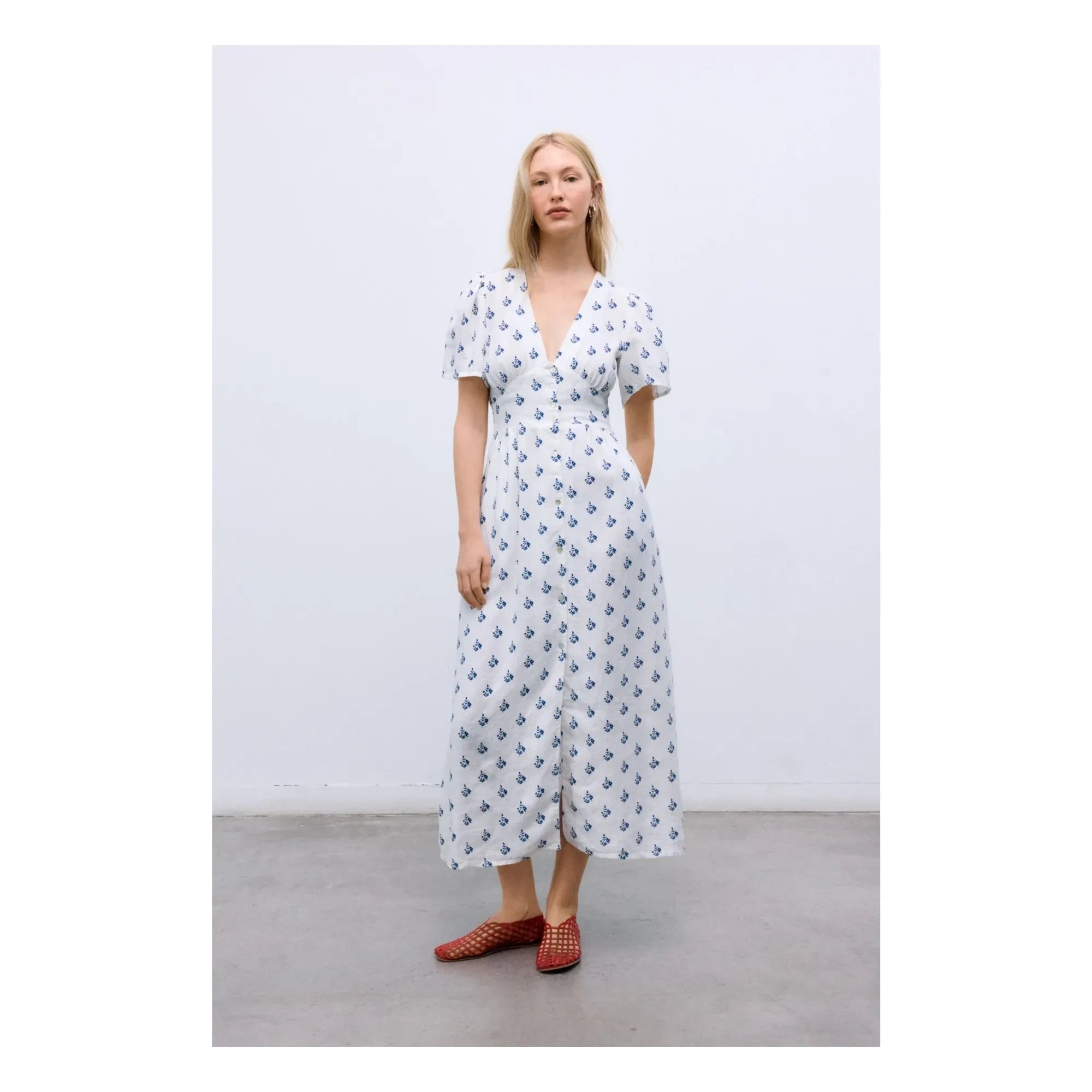 the new society - Melissa Linen Dress | White