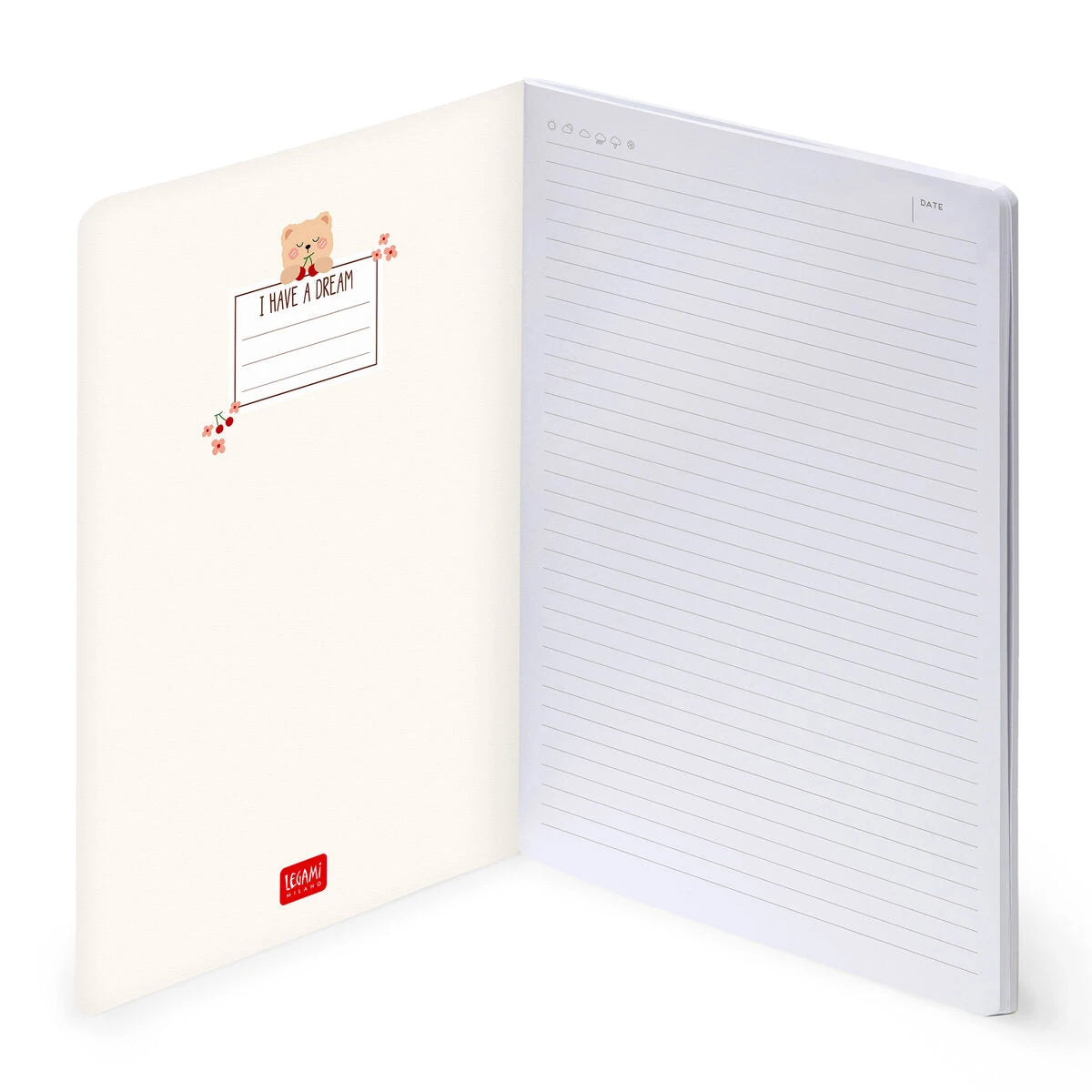 Legami - Resimli Sert Kapaklı Çizgili B5 Defter - Oyuncak Ayı