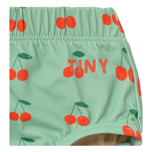 Tinycottons - Cherry Patterned Swimsuit Briefs | Green Water