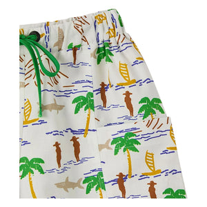 Fabula - Palm Tree Drawstring Shorts | White