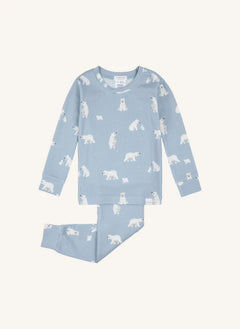 Petit Lem - Modal and Organic Cotton Teddy Bear Print Pajamas | Blue