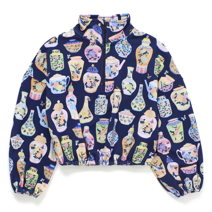 Maison Mangostan - Porselen Fermuarlı Sweatshirt | Koyu Mavi