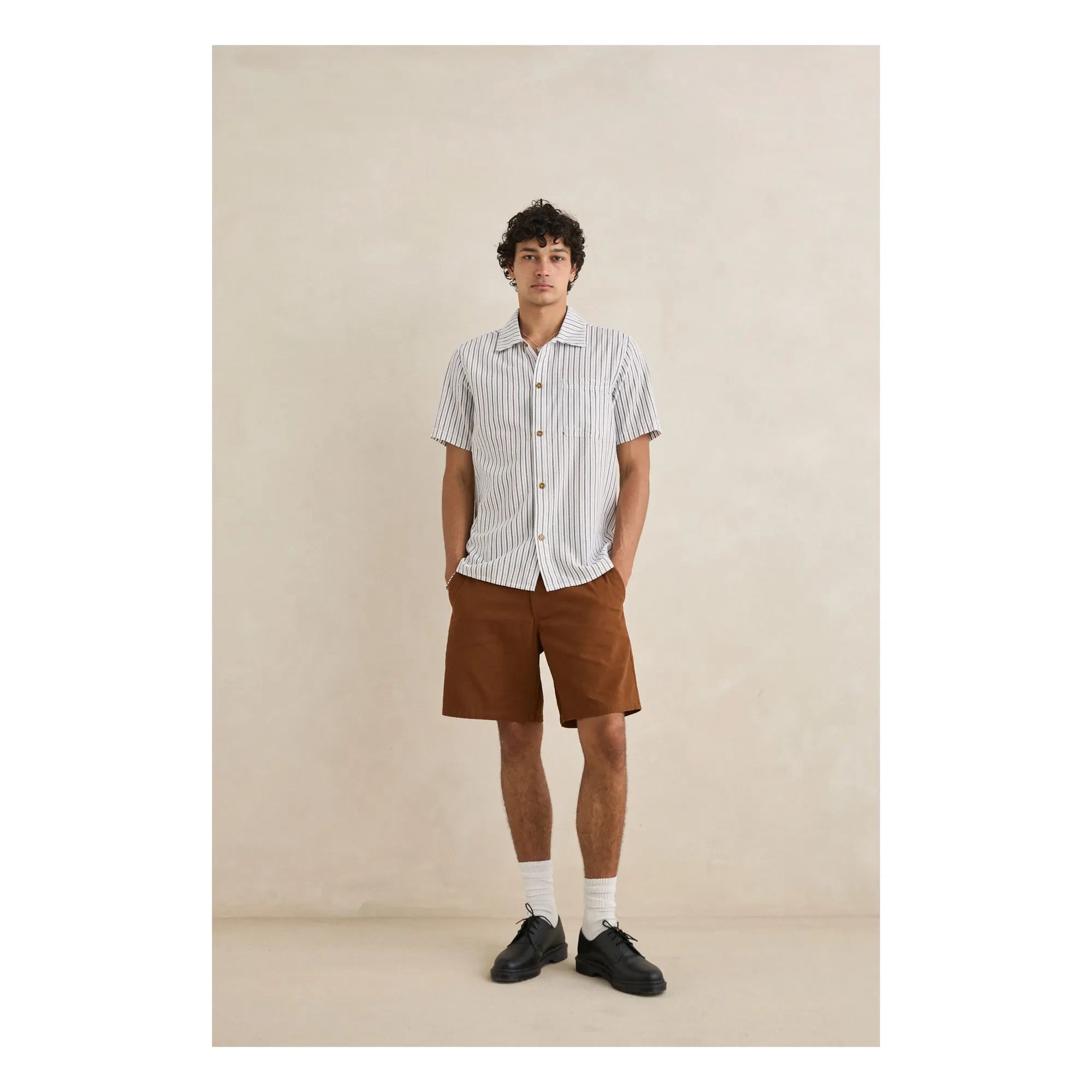 Rhythm - Striped Short-Sleeve Shirt | Light Gray