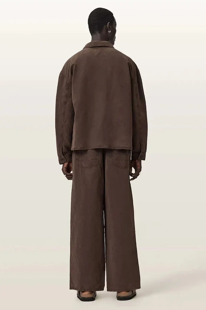 AllSaints erkek keten karışımlı pantolon KORTEN