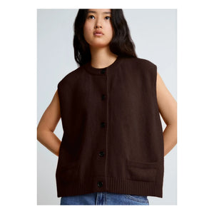 Surprise Paris - Margaux Sleeveless Merino Wool and Cashmere Vest | Chocolate