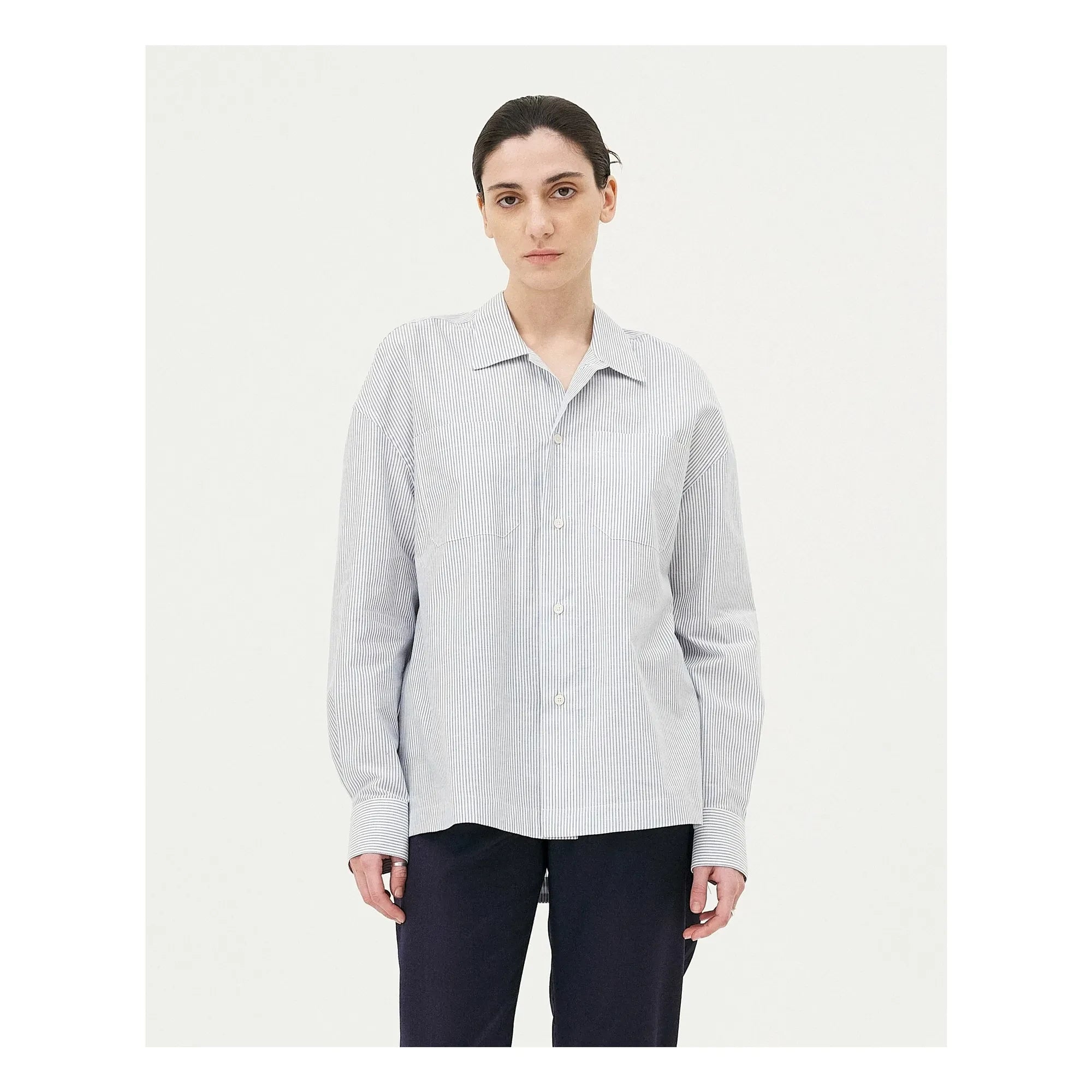 Noyoco - Bora Striped Organic Cotton Shirt | Light Blue