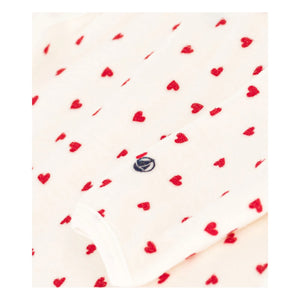 Petit Bateau - Organic Cotton Velvet Heart Pajamas | White