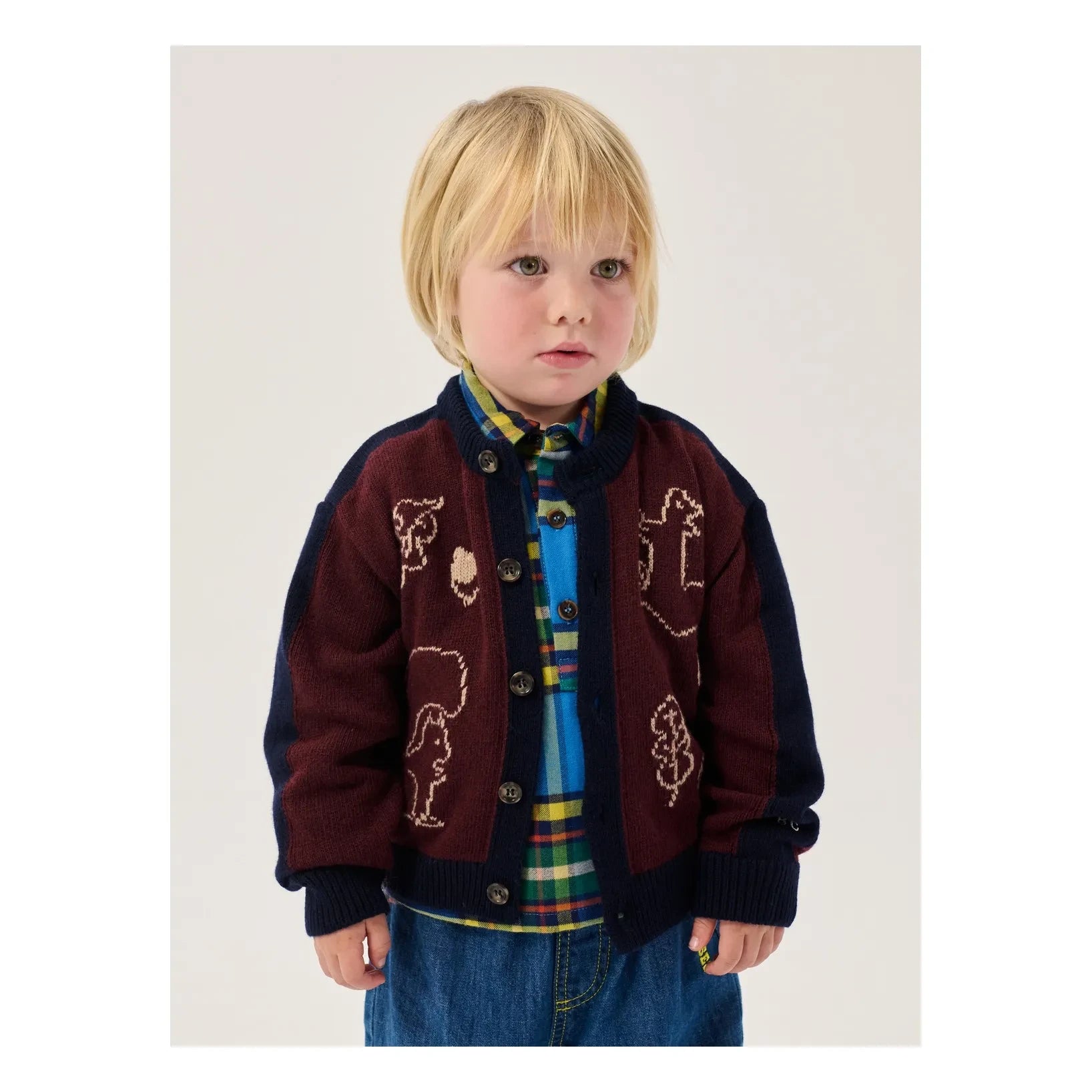 Bobo Choses - Bordo Bebek Yün Sincaplı Hırka