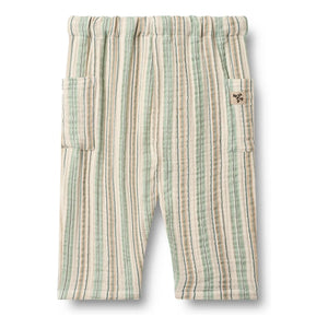 Wheat - Arne Striped Organic Cotton Pants | Light green