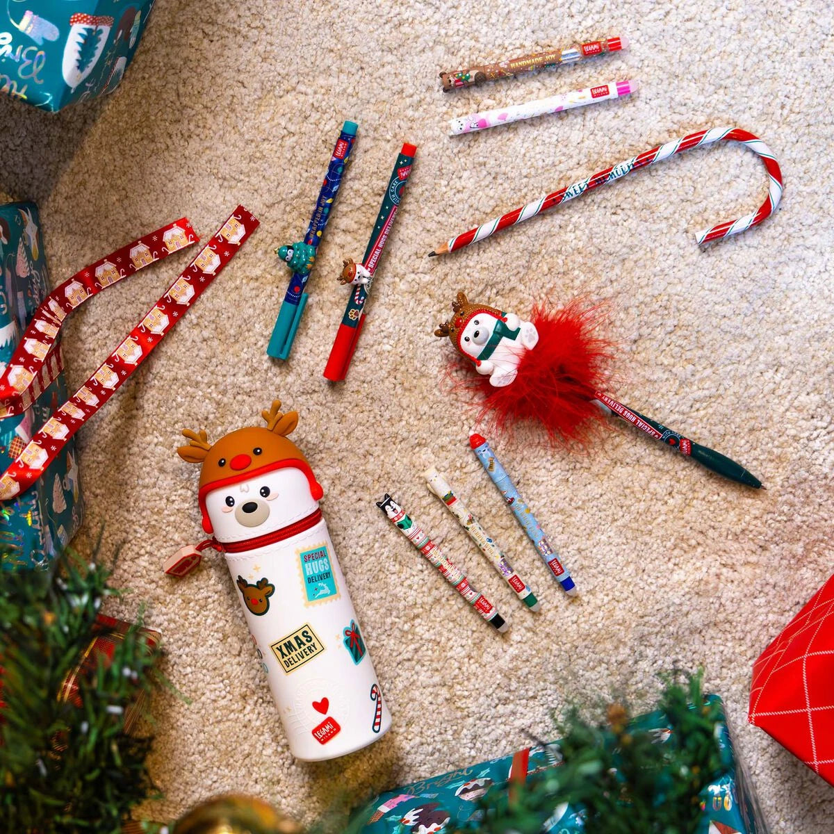 Legami - Set of Two Gel Pens with Animal Ornament - Jingle All the Way
