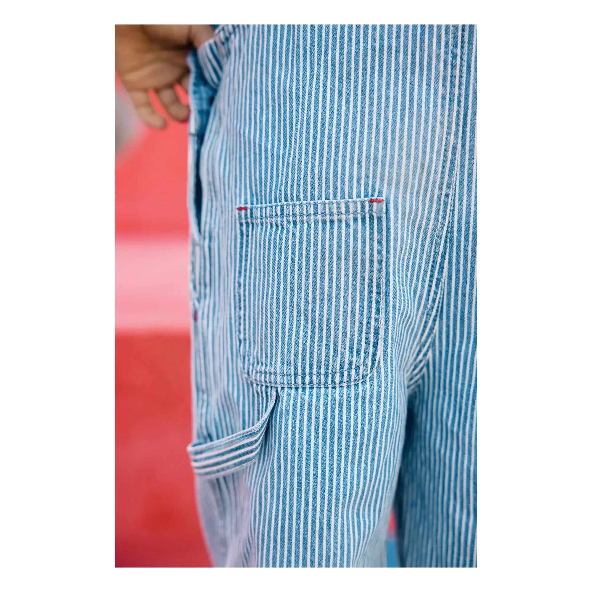 Bonton - Nope Striped Overalls | Blue
