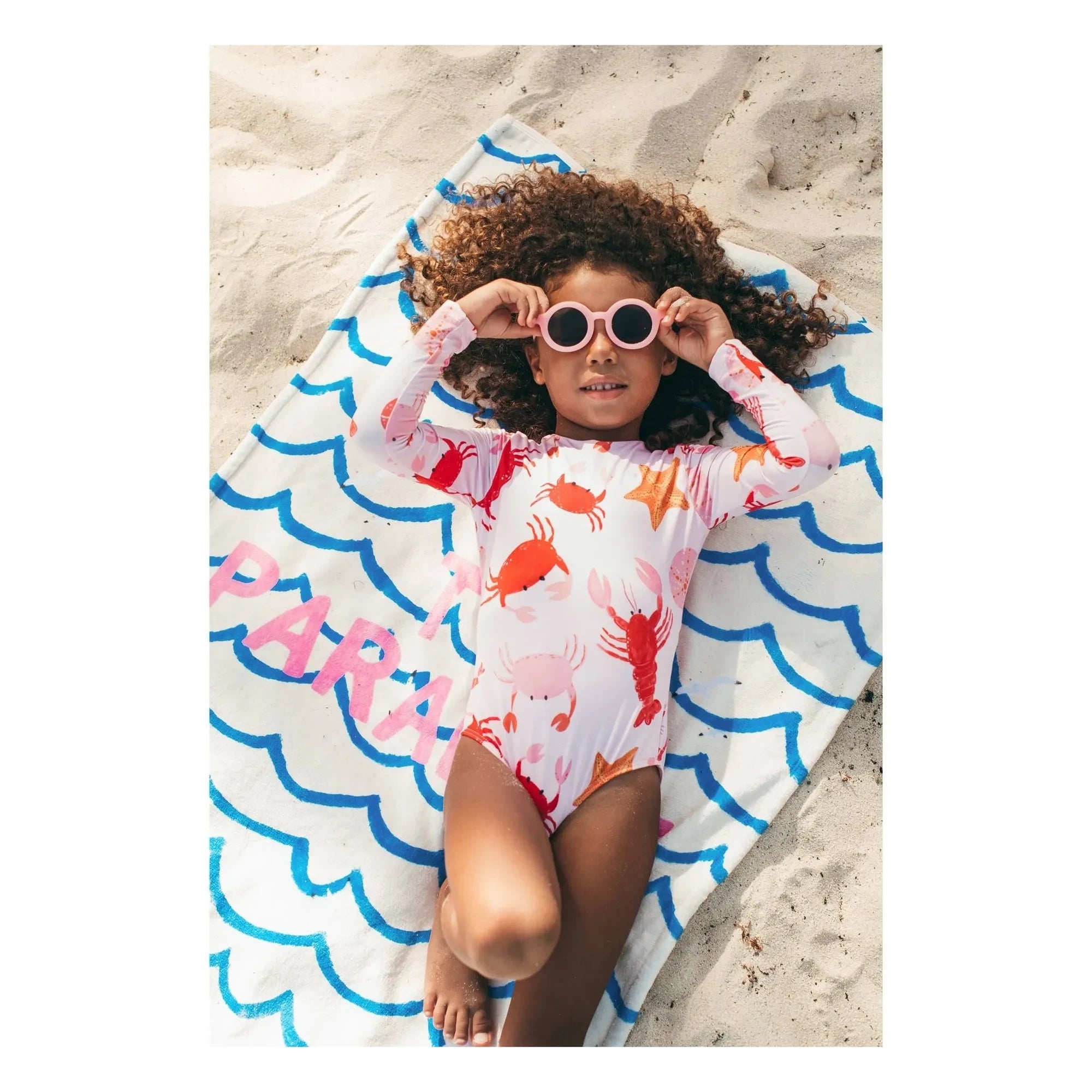 Pepita & Me - Sun Crustaceans Long Sleeve Swimsuit | Light Pink