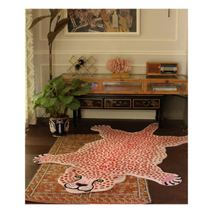 Doing Goods - Pink Wool Leopard Pattern Rug | Pink