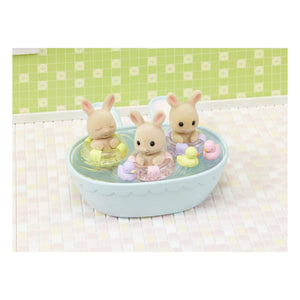 Sylvanian Families - Lapin üçüzleri Krem ve banyo aksesuarları