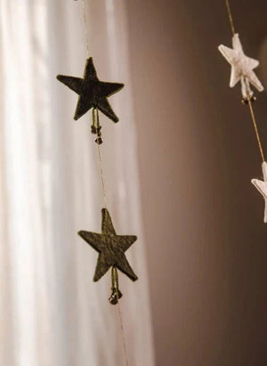 Muskhane - Felt "Shooting Stars" Garland | Moss Green