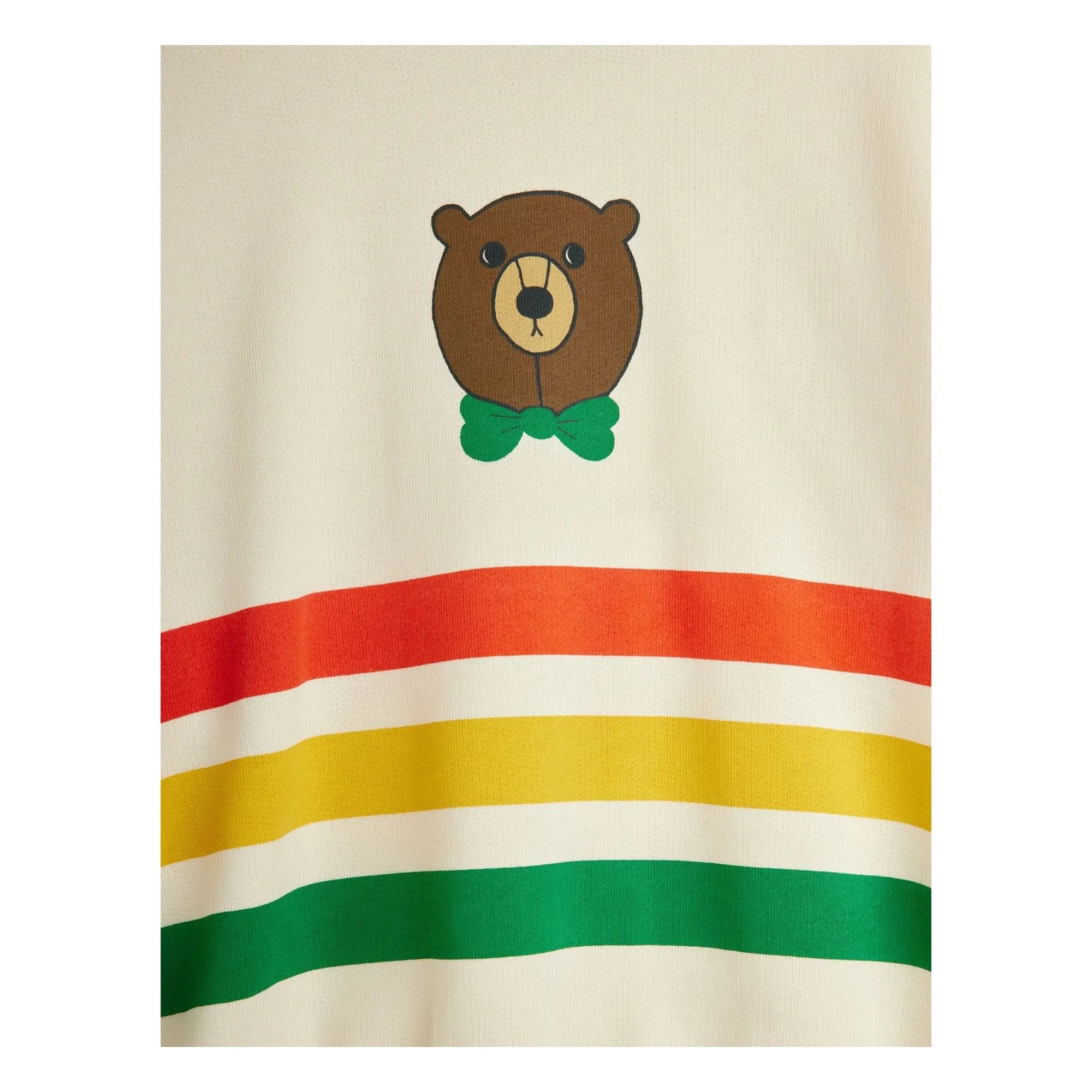 Mini Rodini - Çizgili Ayı Sweatshirt Organik Pamuk | Ecru