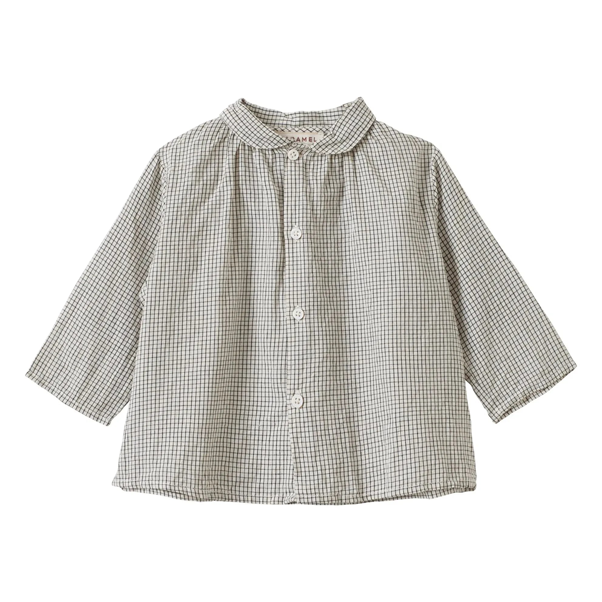 Caramel - Collared Aloe Checkered Shirt | White