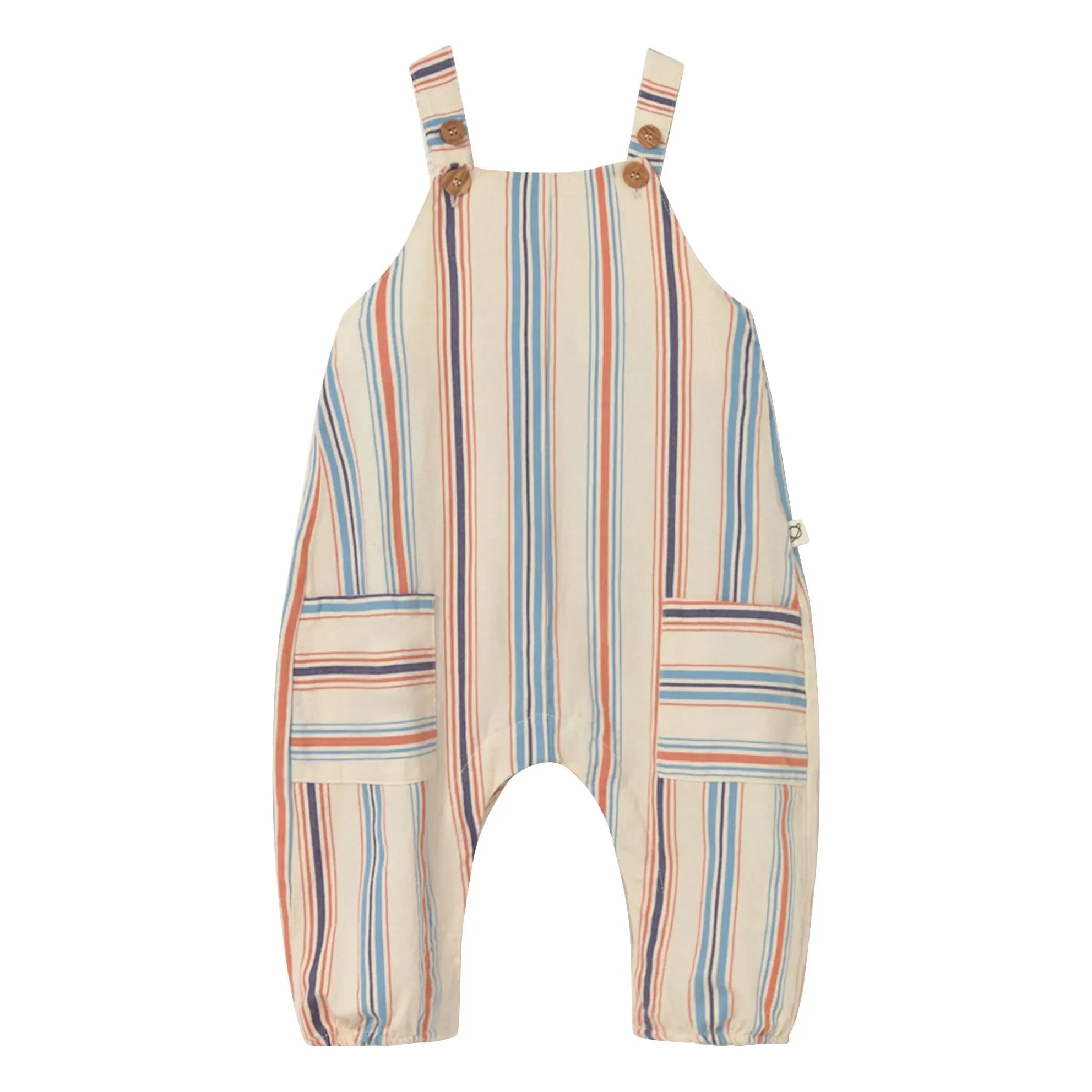 Cozmo - Organic cotton striped Ranger dungarees | Cream