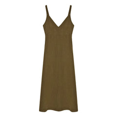 the new society - Bulbine Linen Dress | Olive Green