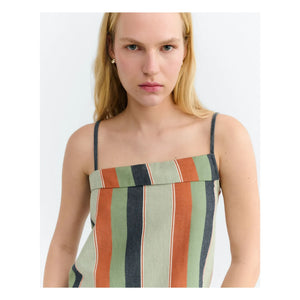 Thinking Mu - Raida Striped Organic Cotton Top | Orange