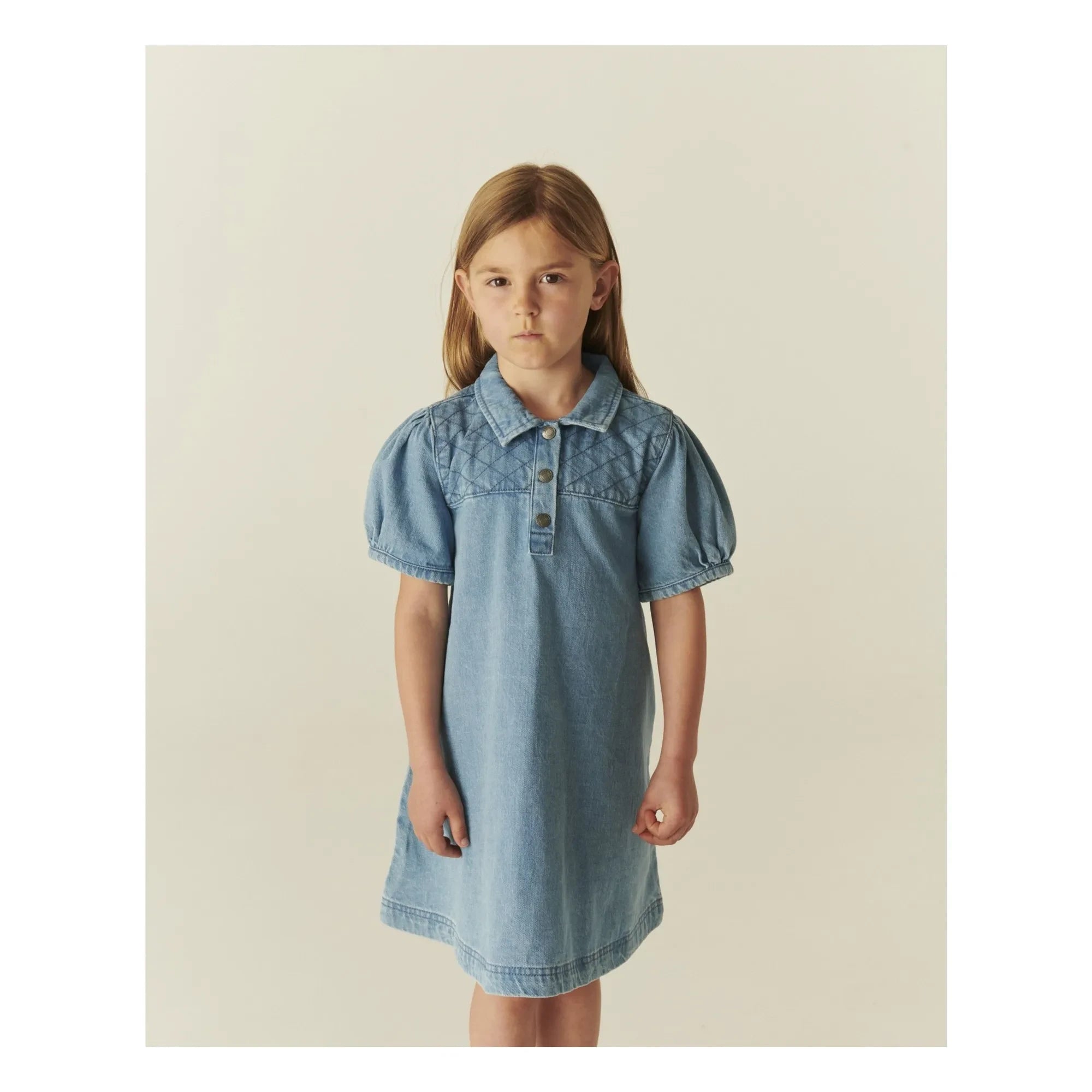 Copenhagen Colors - Quilted Denim Organic Cotton Dress | Light Blue