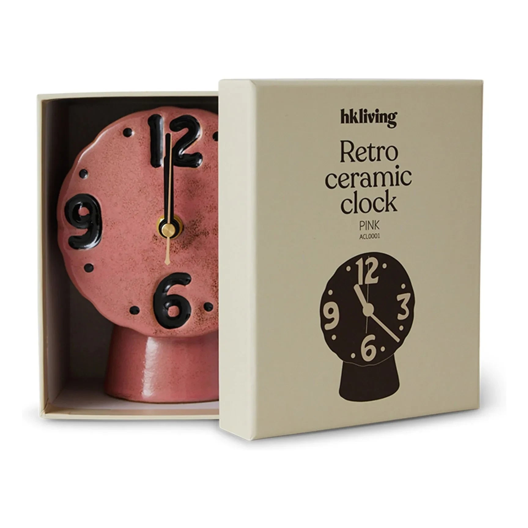 HKliving - Retro ceramic clock | Pink
