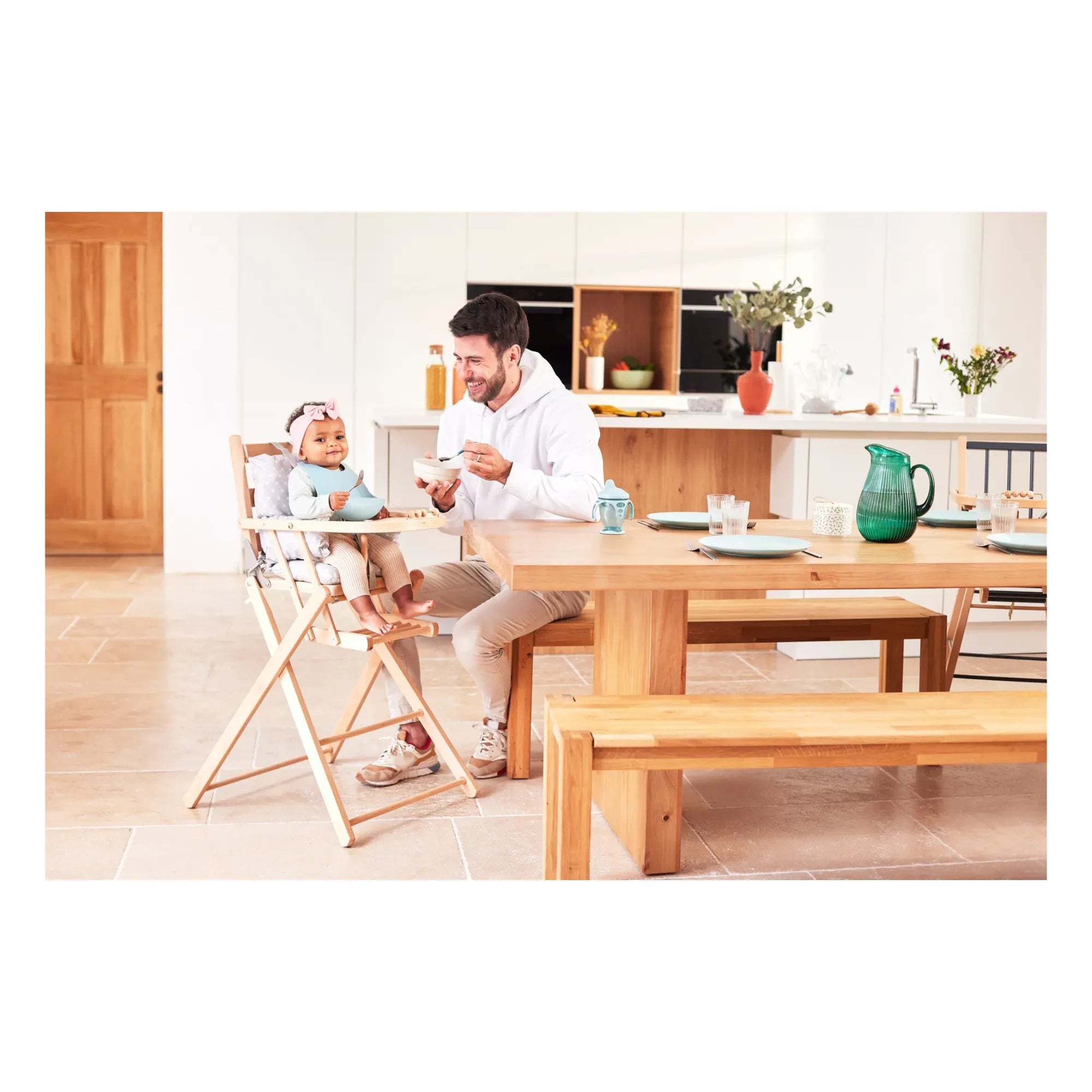 Combelle - Sarah Extra Foldable High Chair | Gray Blue