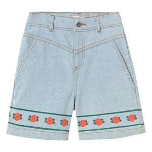Tinycottons - Denim Floral Shorts | Light Blue