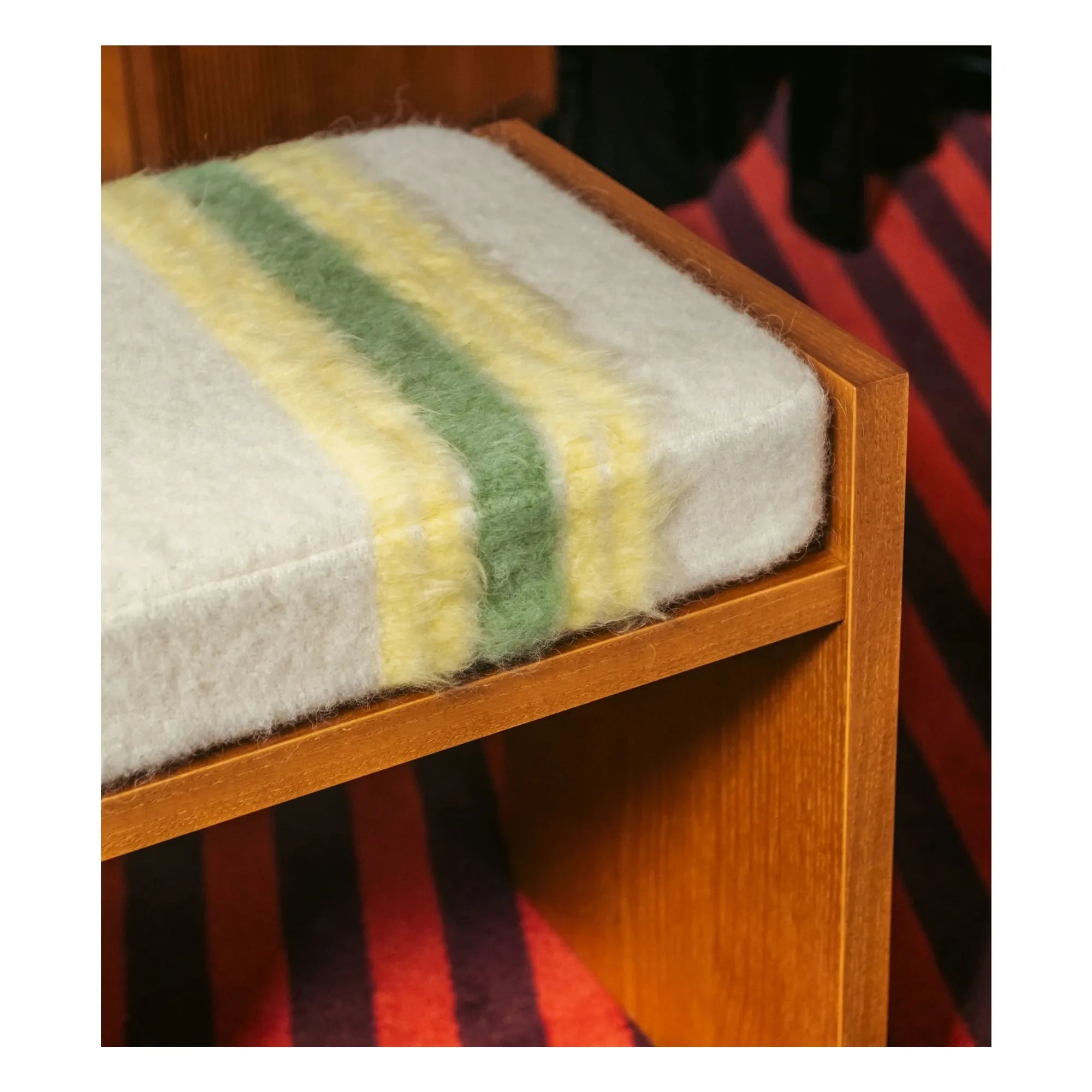 The Socialite Family - Chiesa Striped Mohair Stool | Yellow