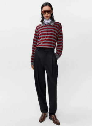 Cordera - Striped organic cotton polo t-shirt | Gray