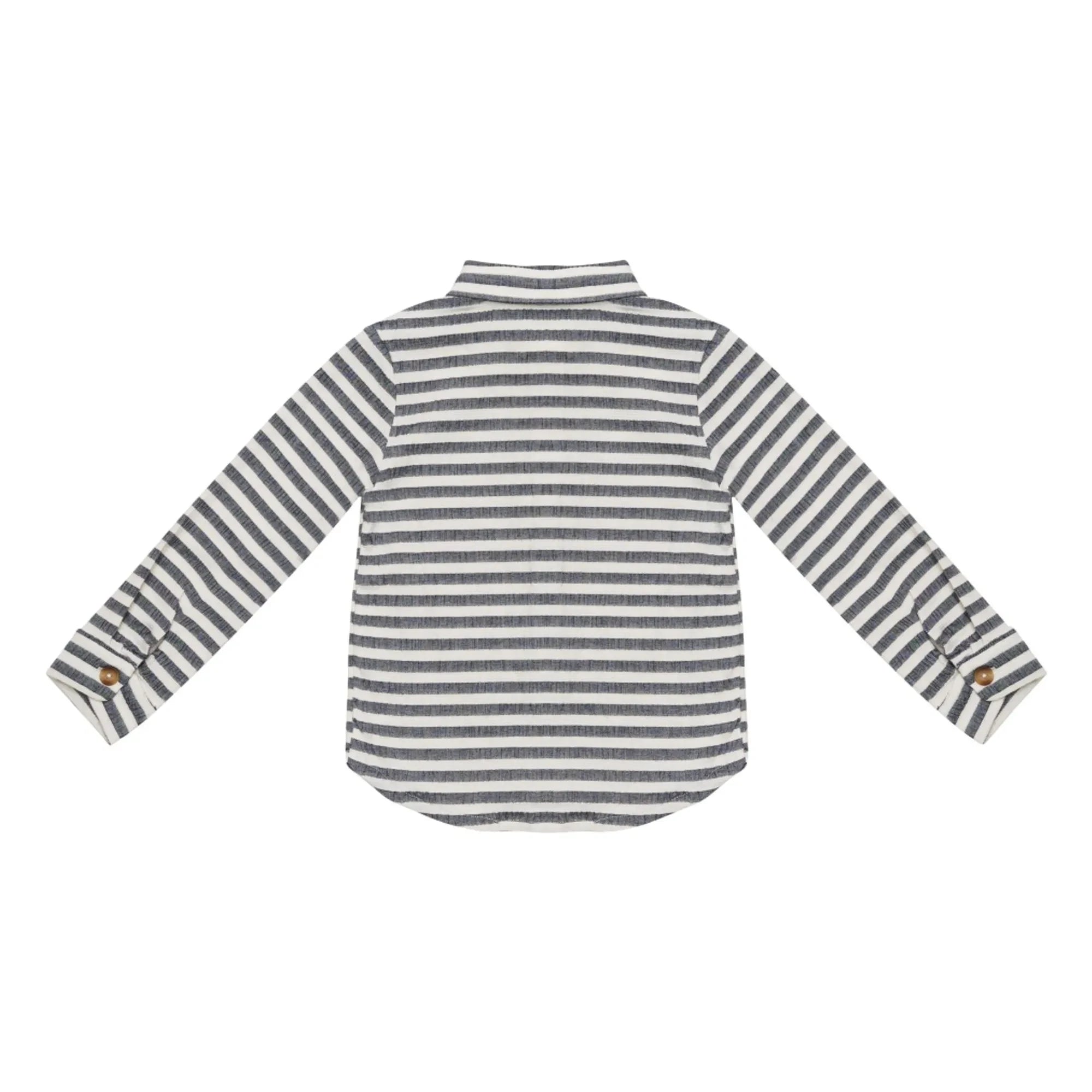 Donsje - Leom Striped Organic Cotton Shirt | Navy Blue