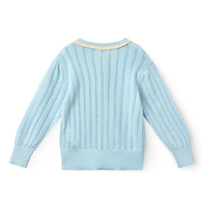 Copenhagen Colors - Pointelle Organic Cotton Cardigan | Light Blue