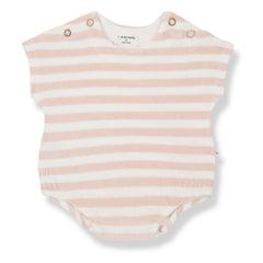 1+ in the family - Romulo Striped Towel Romper | Beige Pink