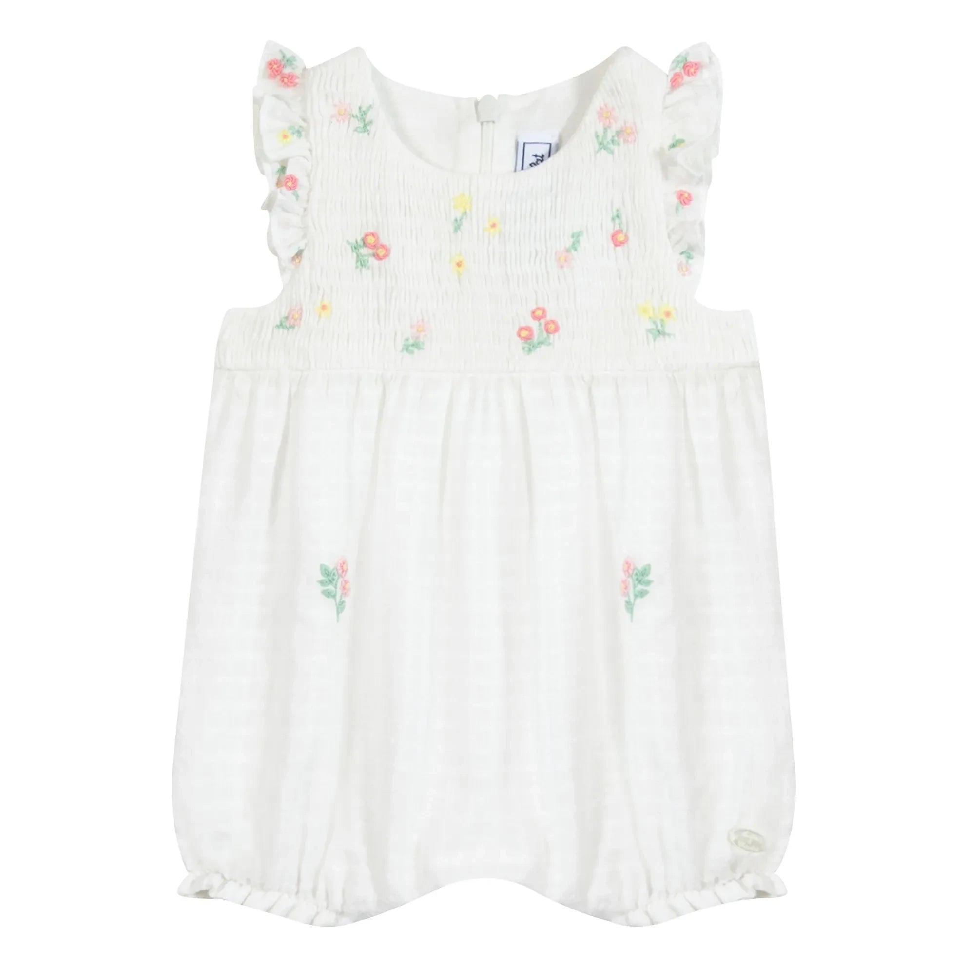 Tartine et Chocolat - Embroidered Floral Romper | White