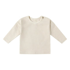 Quincy Mae - Striped Organic Knit T-Shirt | Oatmeal