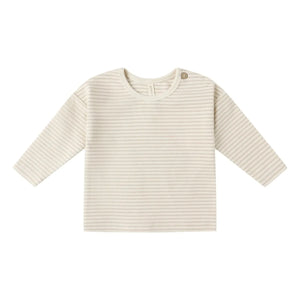 Quincy Mae - Striped Organic Knit T-Shirt | Oatmeal