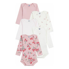 Petit Bateau - Set of 5 Floral Bodysuits | Pink