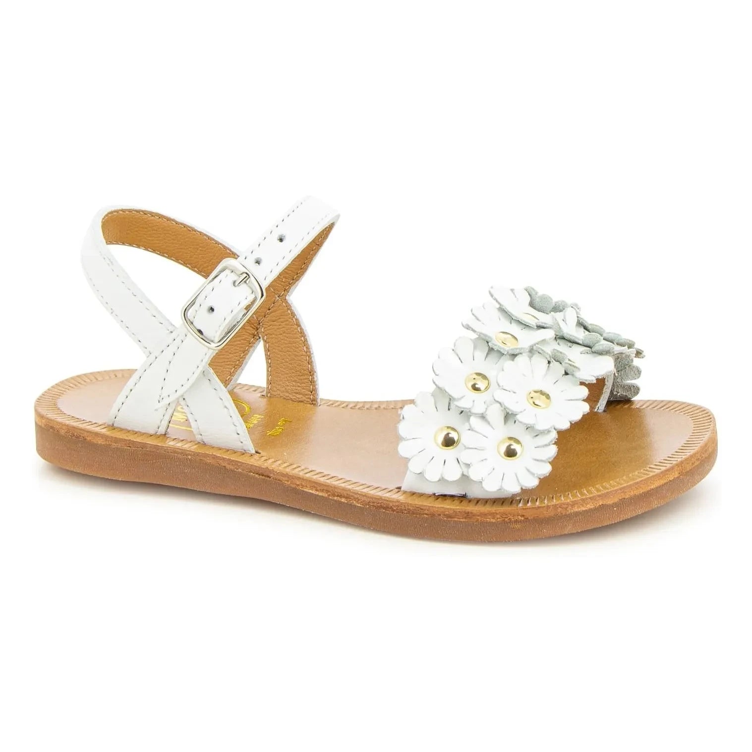 Pom d'Api - Plagette Multi Flo sandaletler | Beyaz saten