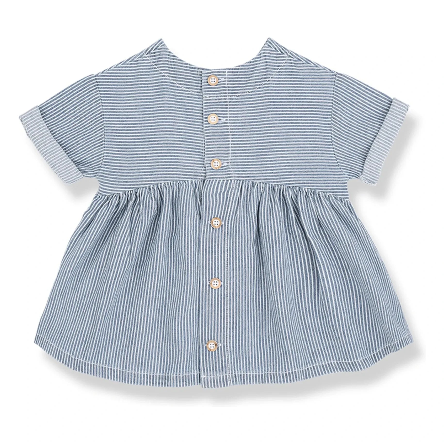 1+ in the family - Striped Margalida Denim Dress Organic Cotton | Light Blue