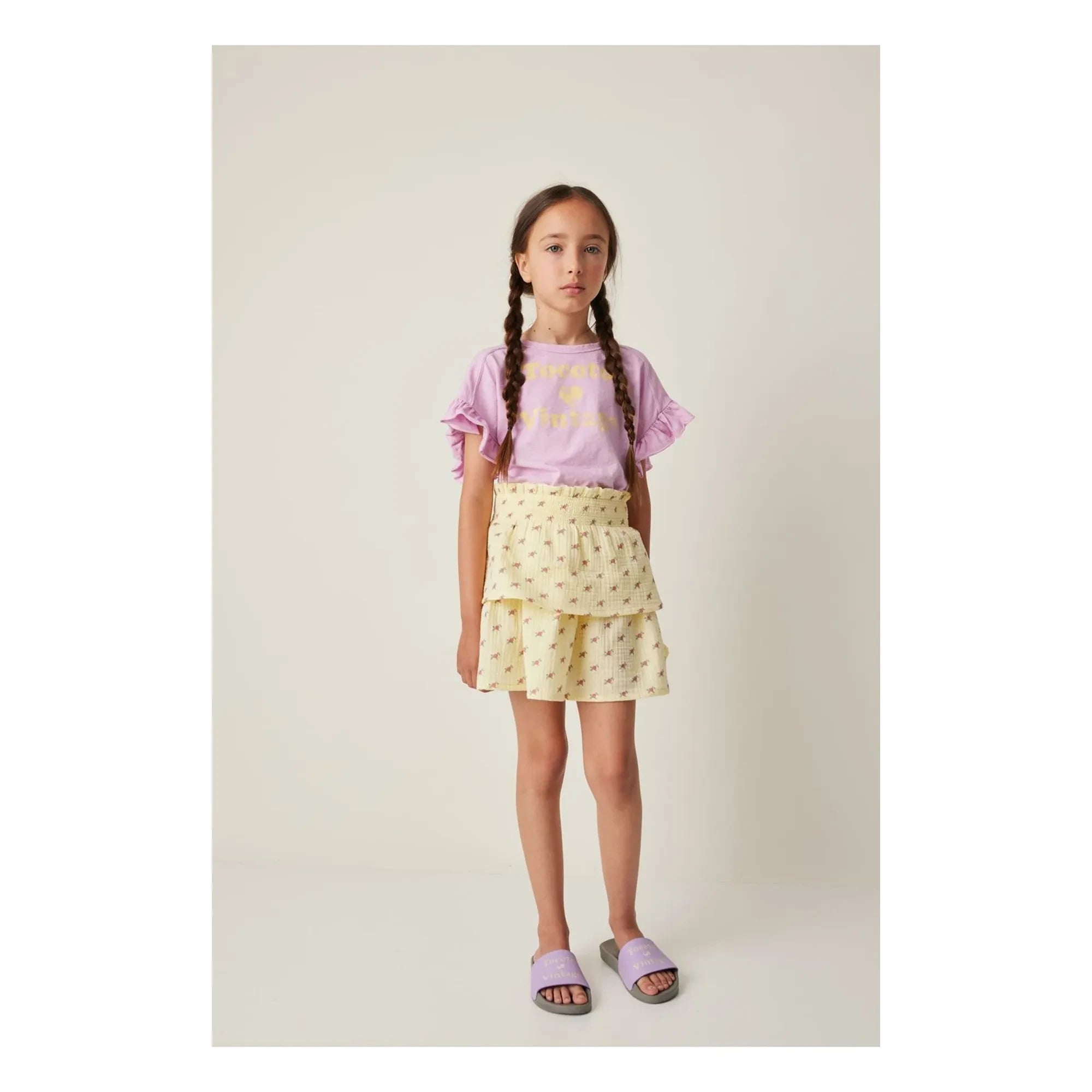 Tocoto Vintage - Fleurs Volants Skirt | Yellow