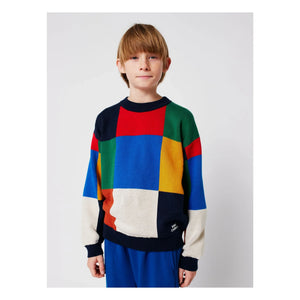 Bobo Choses - Organic Cotton Checkered Sweater | Blue