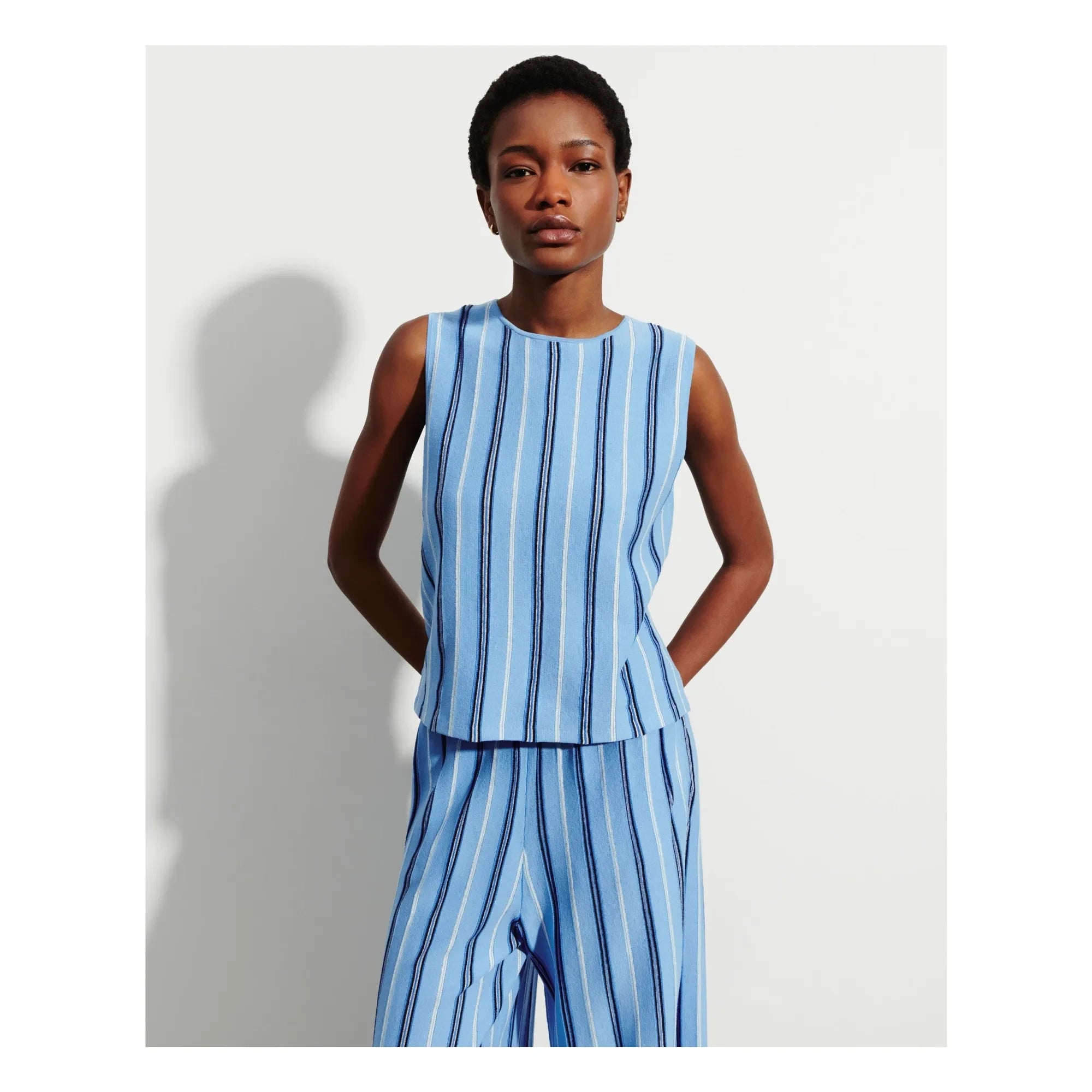 Bompard - Blue Linen, Cotton, and Silk Striped Sweater