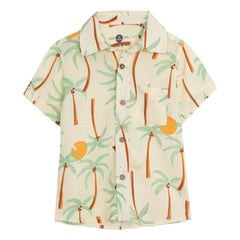 Pepita & Me - Guayabera Palm Short Sleeve Shirt | Ivory