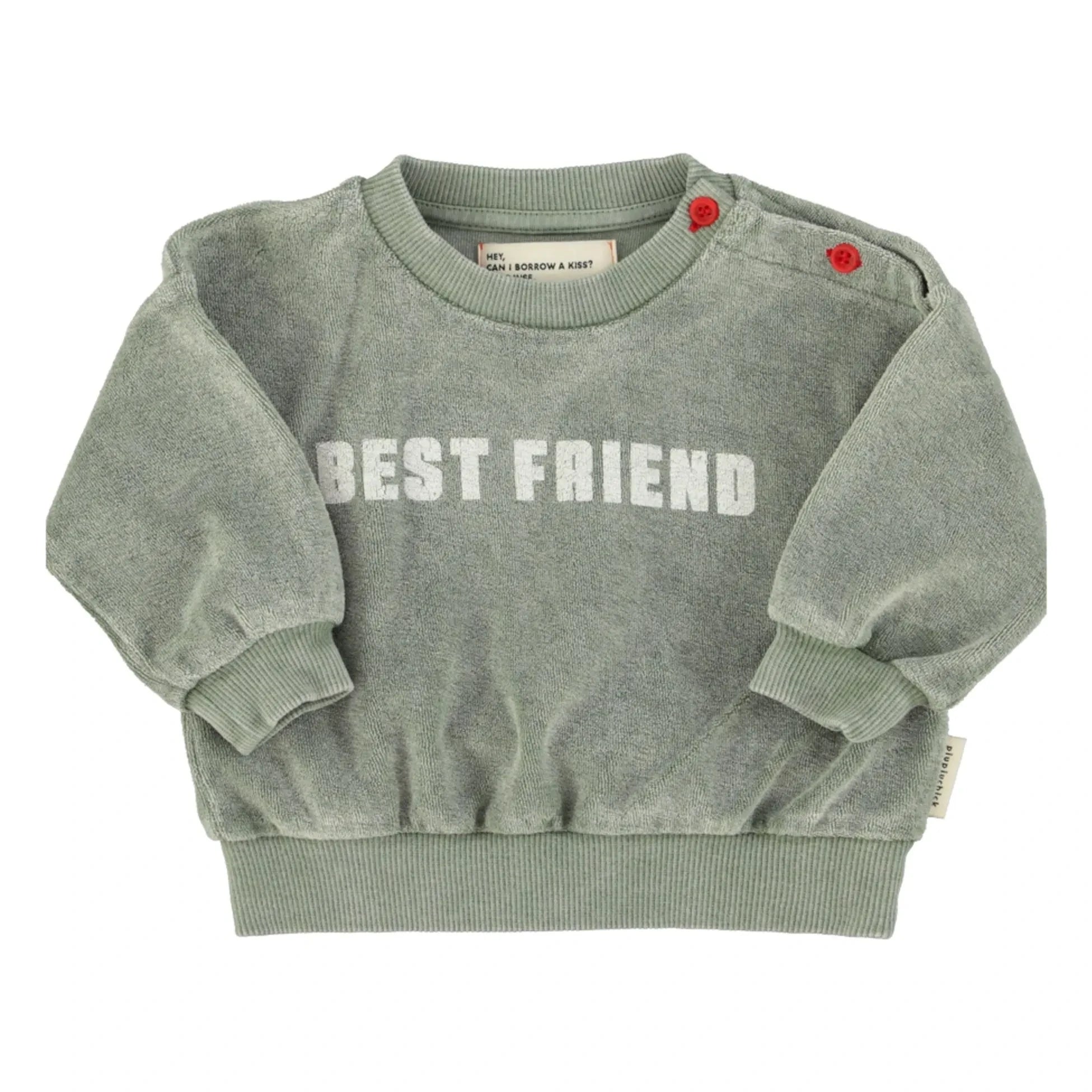 Piupiuchick - Best Friend Organic Cotton Towel Sweatshirt | Dark Green