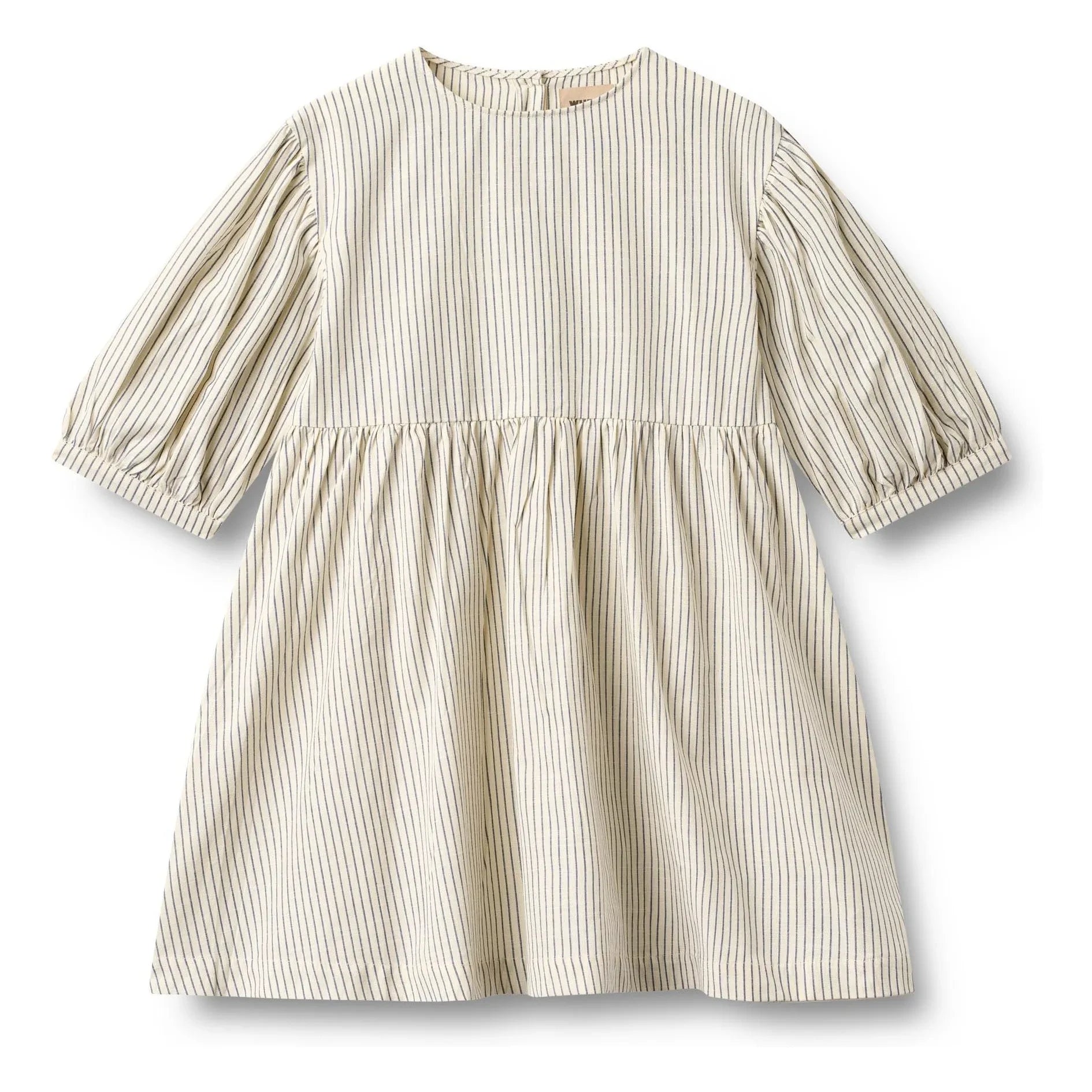 Wheat - Magda Striped Organic Cotton Dress | Ecru
