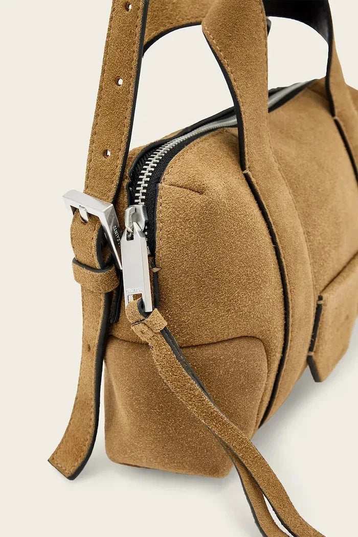 AllSaints kadın süet crossbody çanta ARES